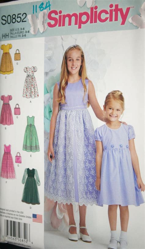 Girls Fancy Dress Pattern 1184 0852 Sz 3 6 Girls Simplicity Childs