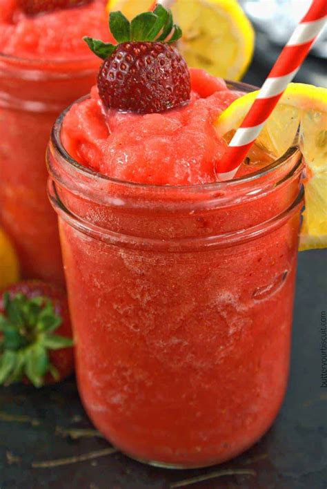 This berry vodka lemonade is a great drink for the summer. Strawberry Lemonade Vodka Slush - Butter Your Biscuit