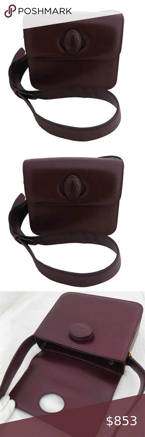 Cartier Must Line Shoulder Bag Burgundy Leather In 2021 Leather Bags