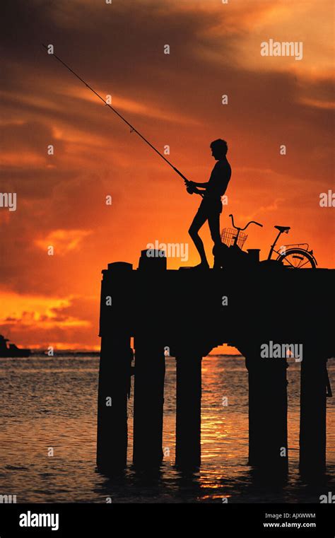 Teenage Boy Fishing Silhouette Hi Res Stock Photography And Images Alamy