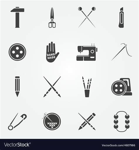 Hand Made Icons Set Royalty Free Vector Image Vectorstock