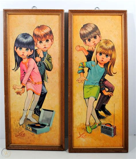Vintage Retro Mod Lee Artist Kids Big Eyes Wall Art Dancing Mods 60s