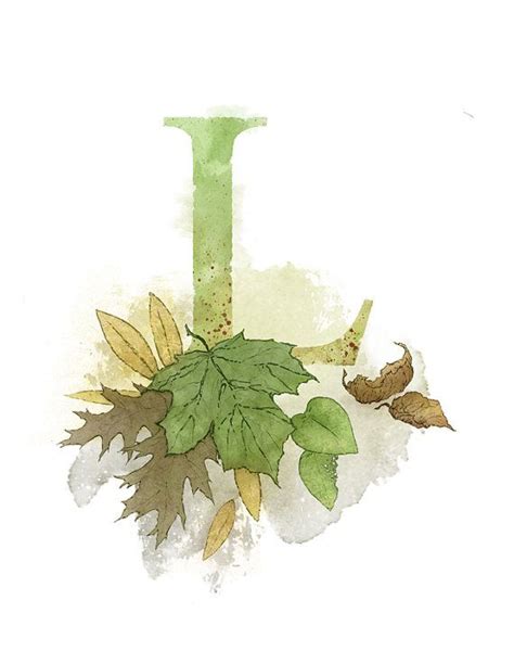 Letter L Leaf Nature Alphabet Initial Nursery Art 85 X 11 Alphabet