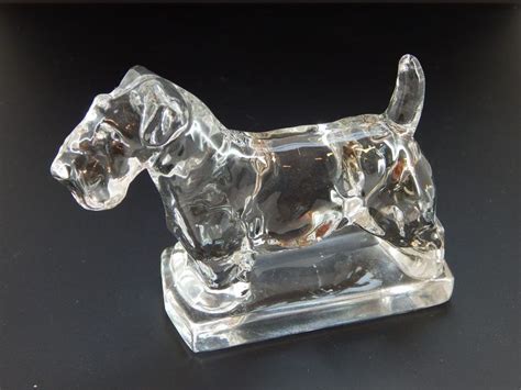 Vintage Clear Glass Dog Figurine Paper Weight Sealyham Terrier By