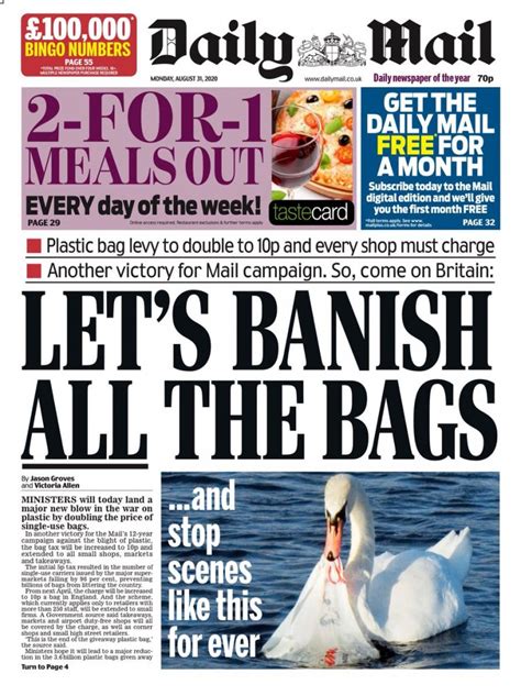 Daily Mail Front Page 31st Of August 2020 Tomorrows