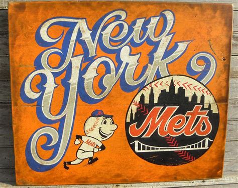 New York Mets Baseball Sign Original Handmade Faux