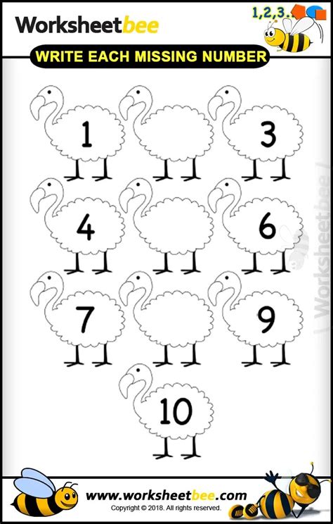 Fill In The Missing Numbers 1-10 Worksheets