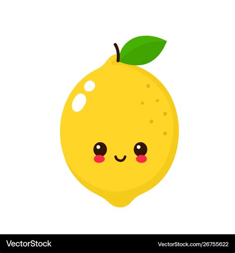 Happy Cute Smiling Lemon Face Royalty Free Vector Image