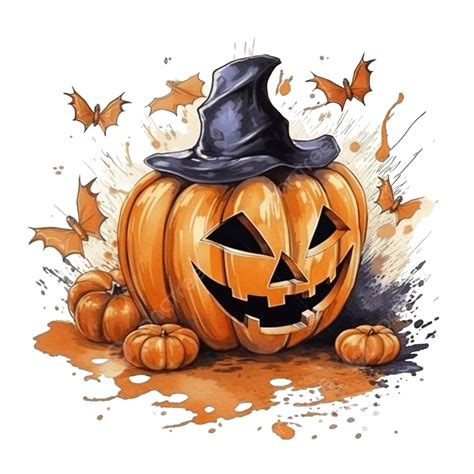 Drawing Halloween Pumpkin Head Jack Lantern And Bat On The Wheat Flour