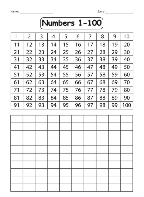 Free Printable Number Worksheets 1 100 Printable Templates