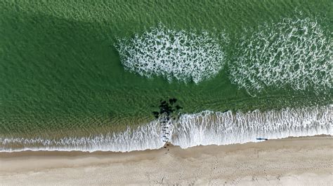 Download Wallpaper 3840x2160 Shore Sea Waves Foam Beach Aerial