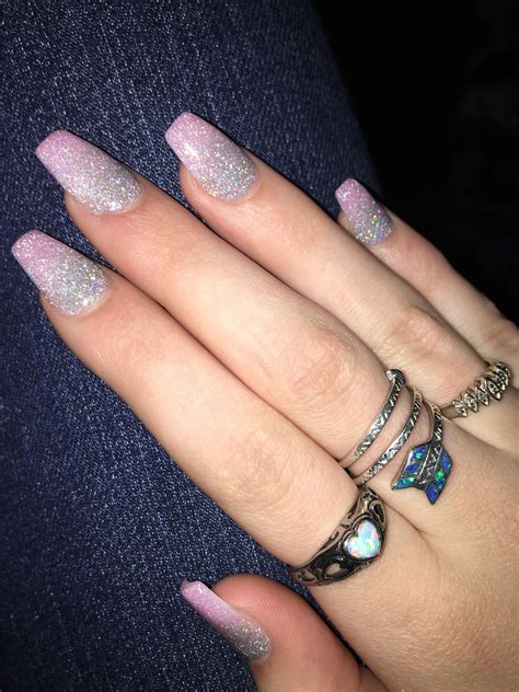 Ombré Nails Pink And Silver Glitter Ombré Silver Glitter Nails