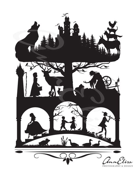 Brothers Grimm Fairy Tales Silhouette Collage By Annelisaphotodesign