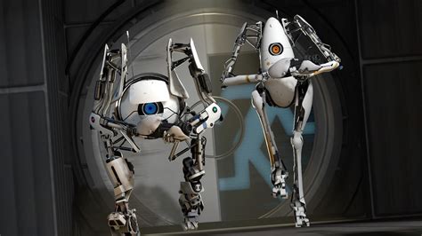 Two White Robots Portal 2 Valve Corporation Aperture Laboratories