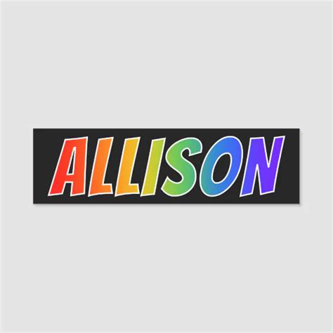 First Name Allison Fun Rainbow Coloring Name Tag Zazzle
