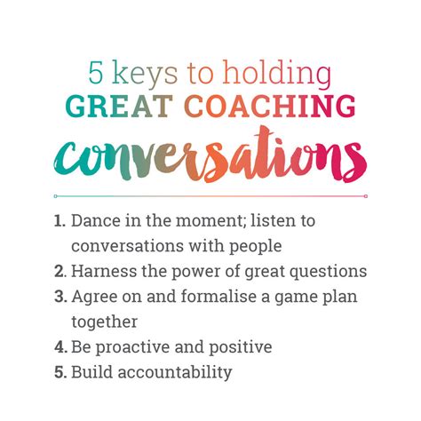 (also see 101 conversation starters ). 5 Keys to Holding Great Coaching Conversations — Scope Vision