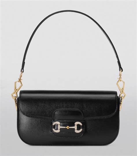 Womens Gucci Black Small Leather Horsebit 1955 Shoulder Bag Harrods Uk