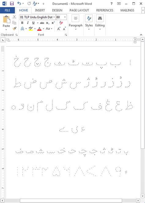 Urdu Dotted Tracing Fonts