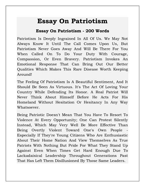 Solution Write Essay On Patriotism Studypool