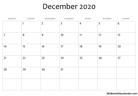 Printable Calendar Pages December 2020 Calendar Printables Free Templates