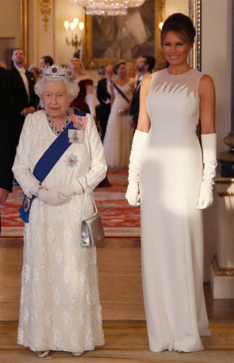 Melania Trumps Gown At State Dinner By Dior Has Sheer Detail And Gloves