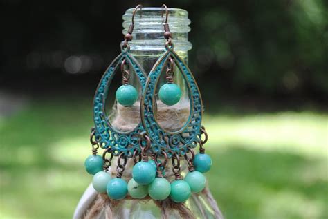 These Bohemian Style Natural Stone Chandelier Earrings Are Each Made