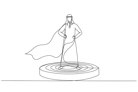 Cartoon Of Arab Businessman Superhero Leader On Podium Standing Proud
