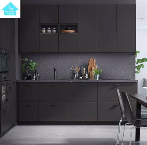 Let the cabinet door maker know which brand of 35mm hinge you intend to use and ask him or her to bore the holes for you. 2017top Quality Black Melamine Kitchen Cabinet Design ...