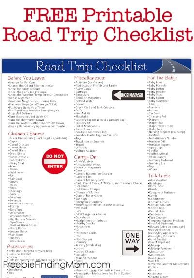 Road Trip Tips Free Printable Road Trip Checklist