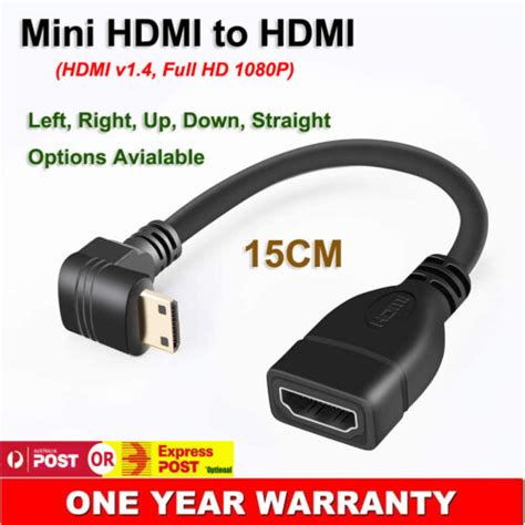 90° Degree Angle Mini Hdmi Male To Hdmi Female Adapter Cable 1080p Full