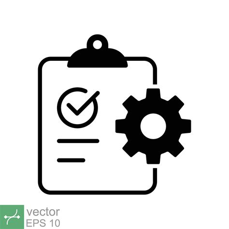 Clipboard With Gear Icon Simple Flat Style Project Plan Document