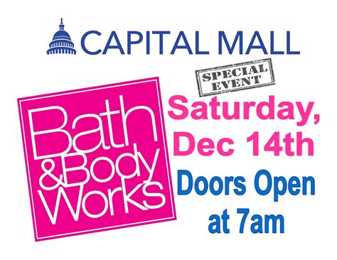 Listing of bath & body works locations at shopping malls across the us and canada. Bath & Body Works special event Dec 14th - Capital Mall ...
