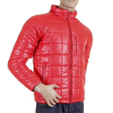 Trendy Red Quilted Mens Nylon Jacket By Rmc Clothing