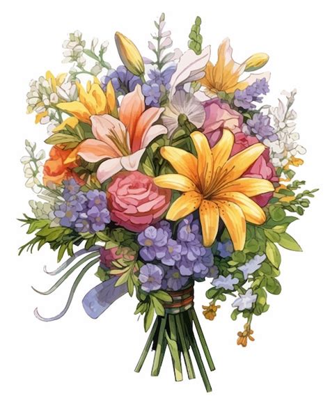 Premium Vector Beautiful Flower Bouquet Vector Illustration Of