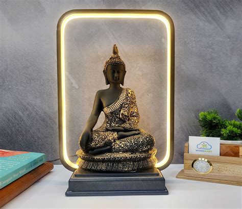 Buy Multicolor Gautama Buddha Statue Decorative Set With Led Light For