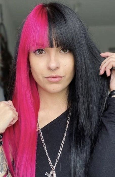 Half Black Half Hot Pink Hair