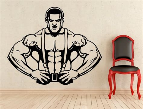 Handmade Wall Stickers Bodybuilding Gym Sexy Muscle Men Wall Decals
