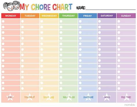 15 Chore Chart For Kids Printables Free Template Download