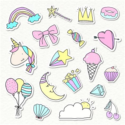 Cute Pastel Doodle Journal Sticker With A White Border Set On A Beige