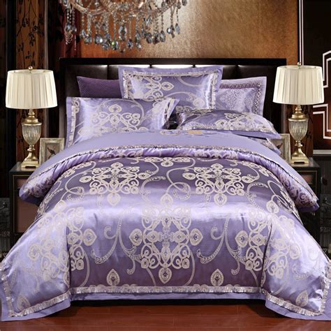 Buy 4pcs Luxury Satin Jacquard Bedding Sets Embroidery