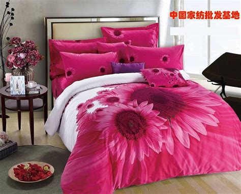 Hot Pink Sunflower Comforter Bedding Set King Size Queen Comforters