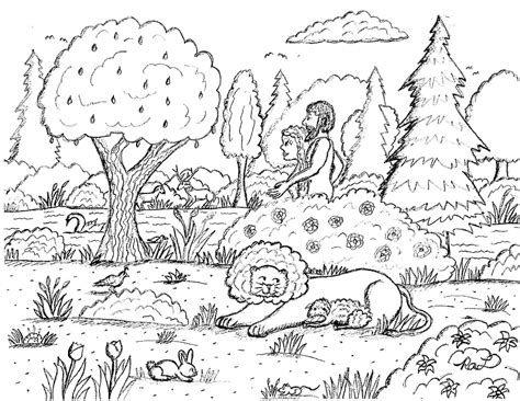 Robins Great Coloring Pages Adam And Eve Walking In The Garden Of