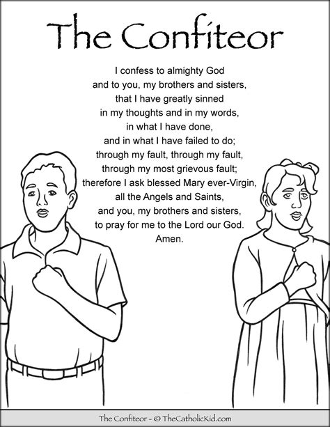 Confiteor Prayer Kids Coloring Page