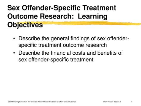 Ppt Sex Offender Specific Treatment Outcome Research Learning Objectives Powerpoint