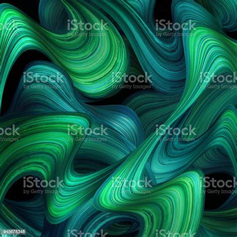 3d Render Abstract Artistic Wavy Background Emerald Green Brush Strokes