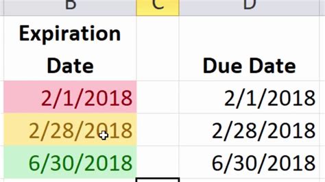 Conditional Formatting For Due Dates And Expiration Dates Automatic