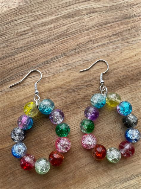 Multicoloured Glass Bead Earrings Stunning Colourful Etsy