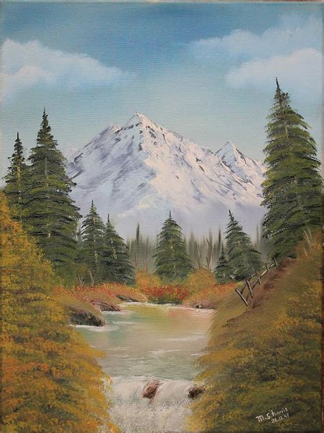 Mountain Lake And Waterfall Painting By Mark Harris
