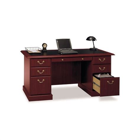 Bush Saratoga 66 Managers Desk And Lateral File Set In Cherry Ebay