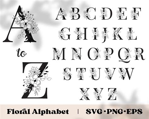 Floral Alphabet SVG Flower Letters SVG Monogram Letters Etsy